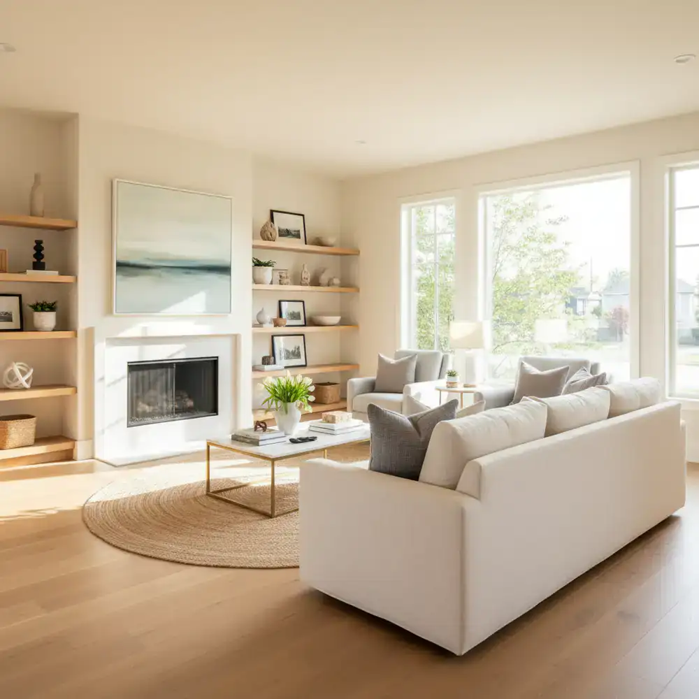 A professionally cleaned, bright and airy living room